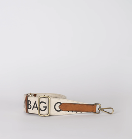 O My Bag Canvas logo strap - White Cognac classic leather