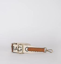 O My Bag O My Bag - Canvas logo strap - White Cognac classic leather