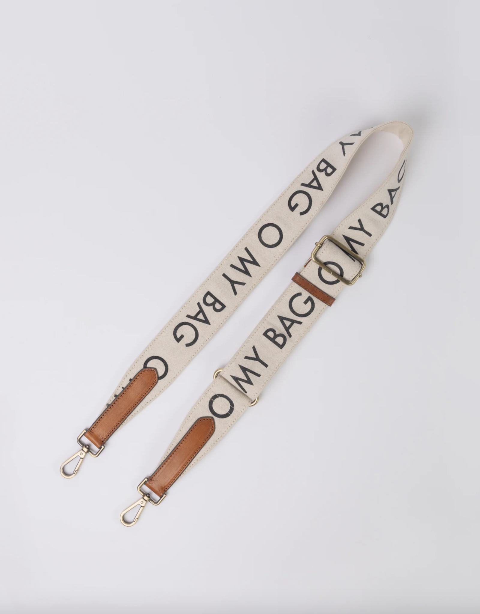 O My Bag Canvas logo strap - White Cognac classic leather