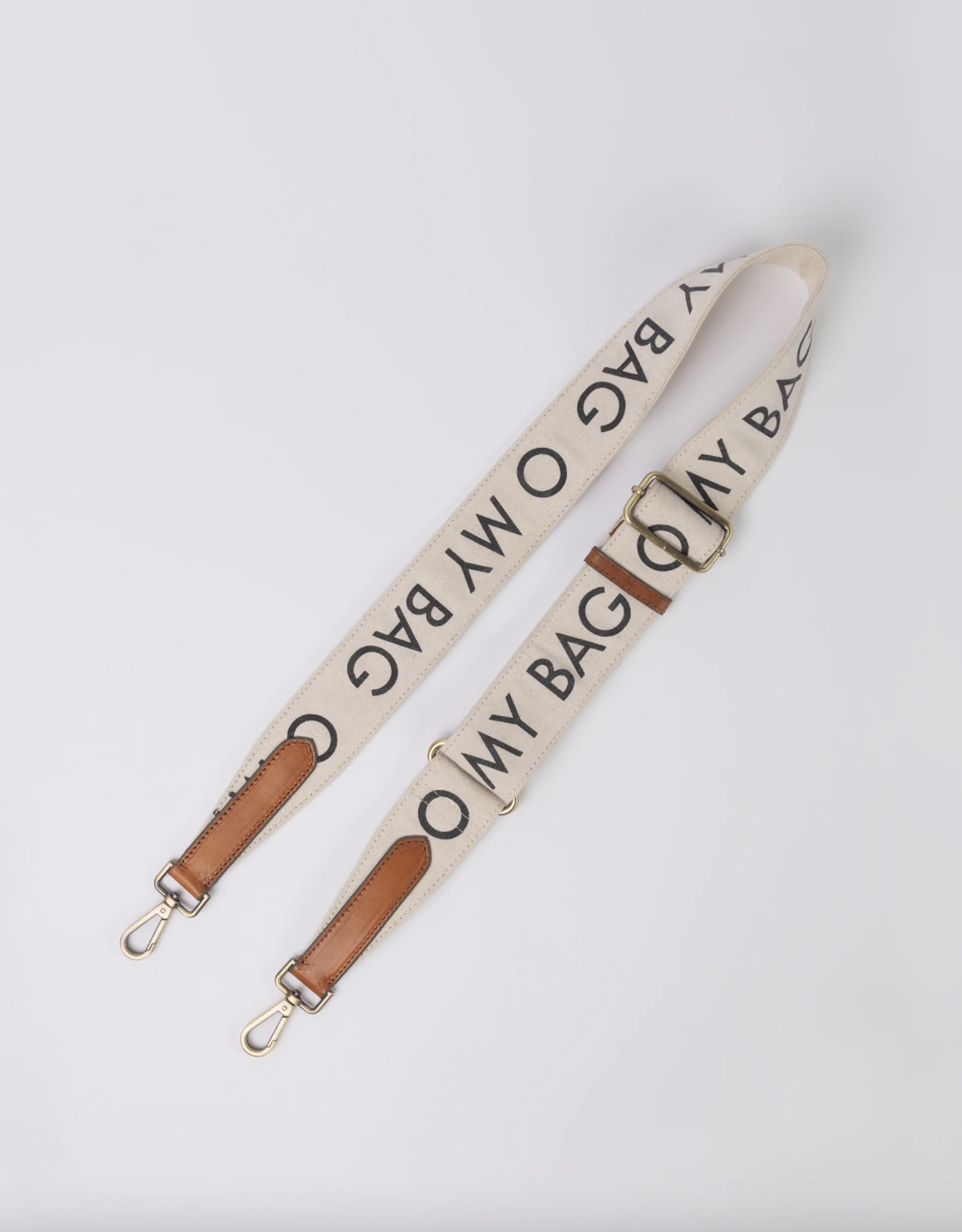 O My Bag O My Bag - Canvas logo strap - White Cognac classic leather