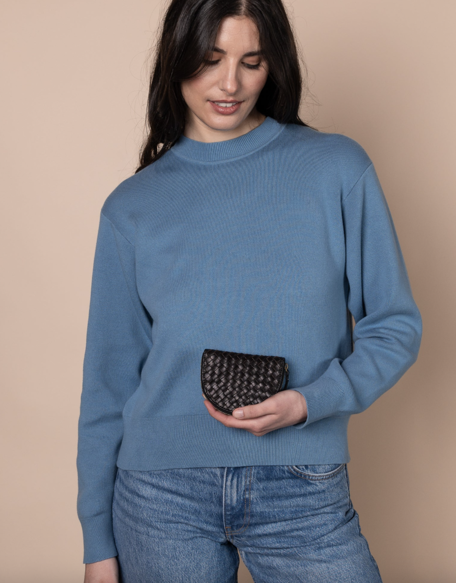 O My Bag Laura coin purse - black woven classic leather