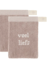 Zusss Set van 2 washandjes - Veel liefs - Leem