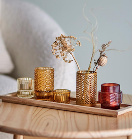 Bloomingville Sanga Tray w/Votive - Brown/Red Glass