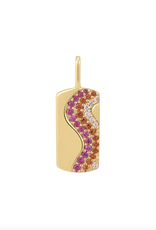Ania Haie Charm - Ketting - Wave pink sparkle - goud