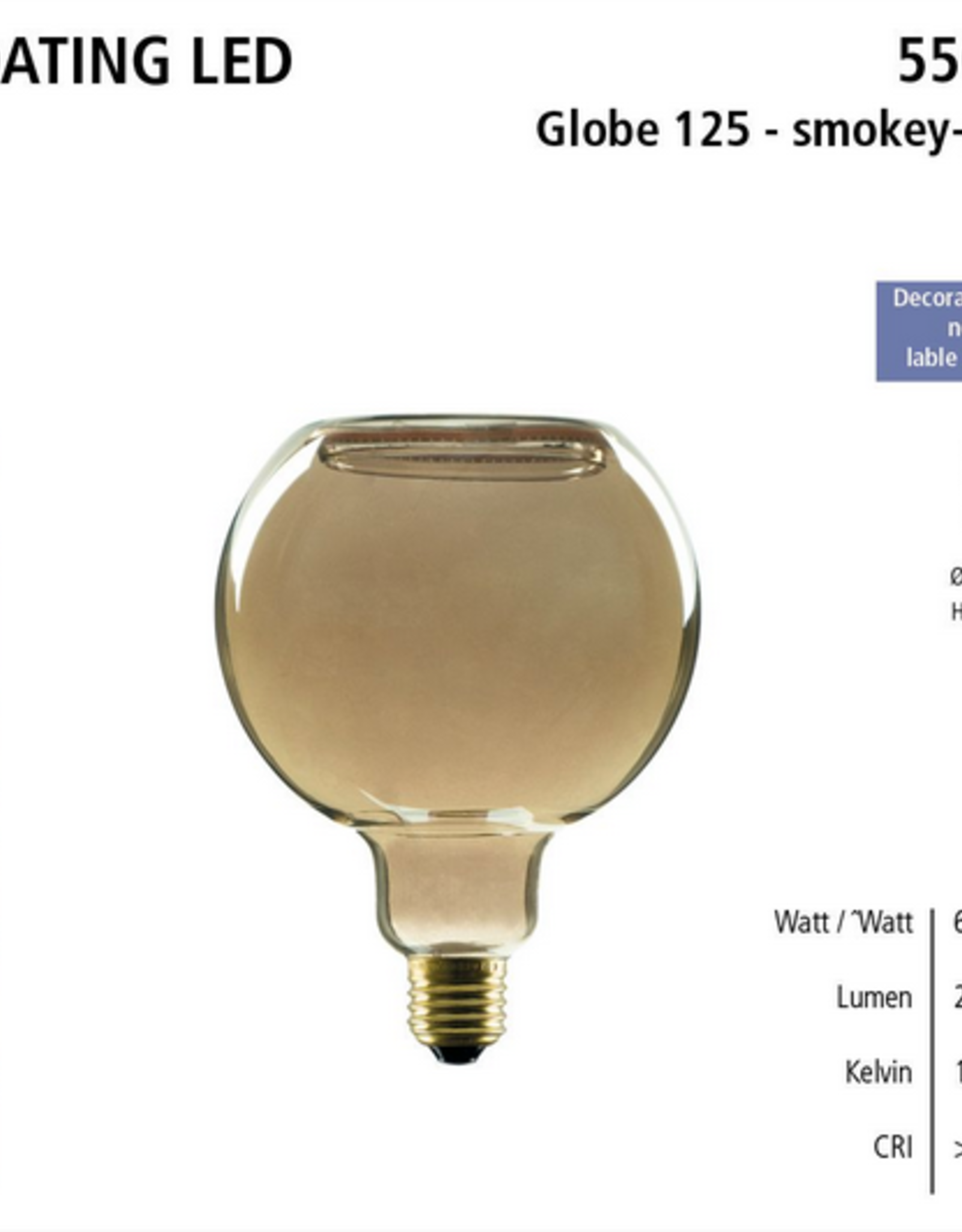 Segula LED floating - Globe 125 - Smokey grey