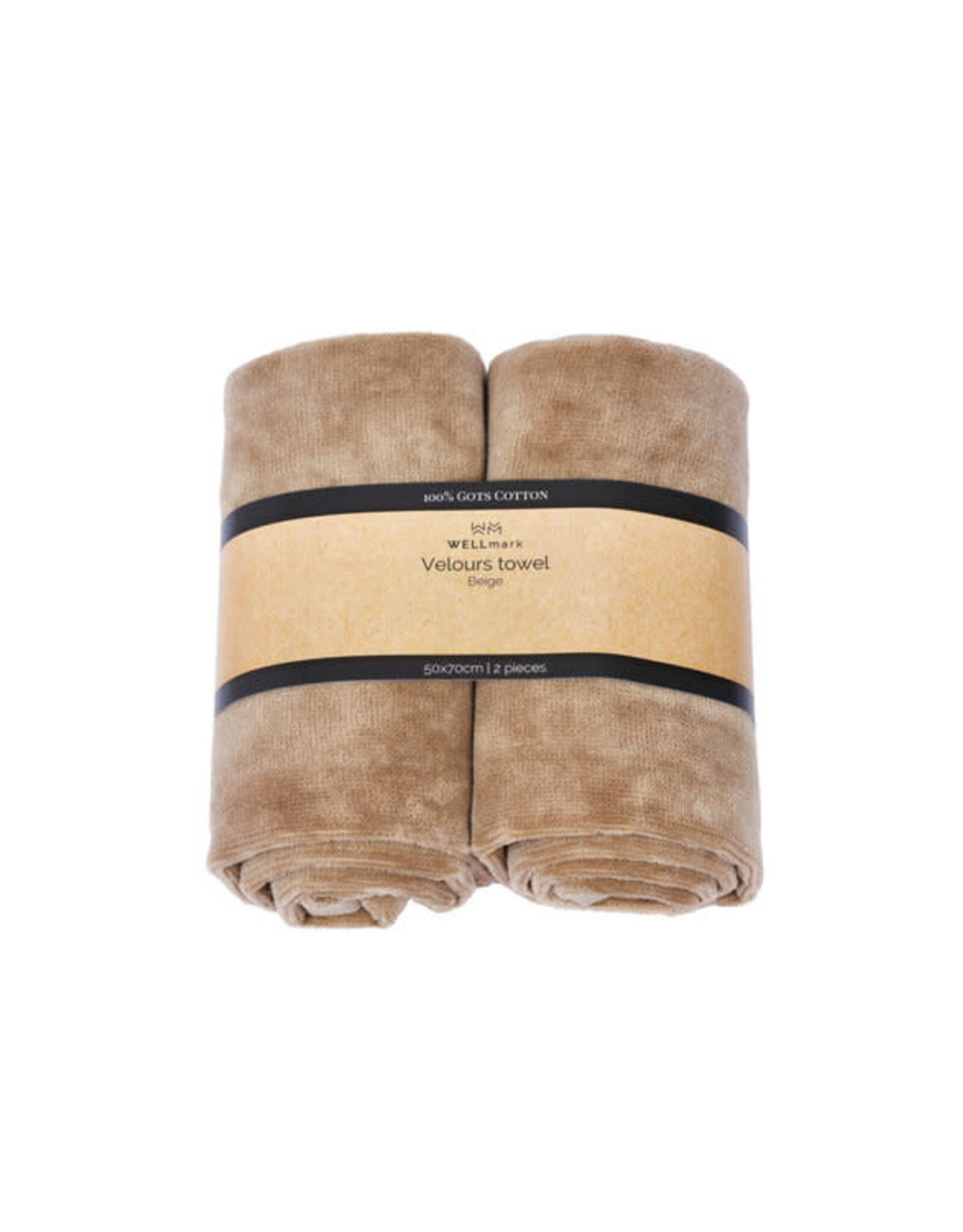 Wellmark Towel Velours 50x70 beige - Set van 2