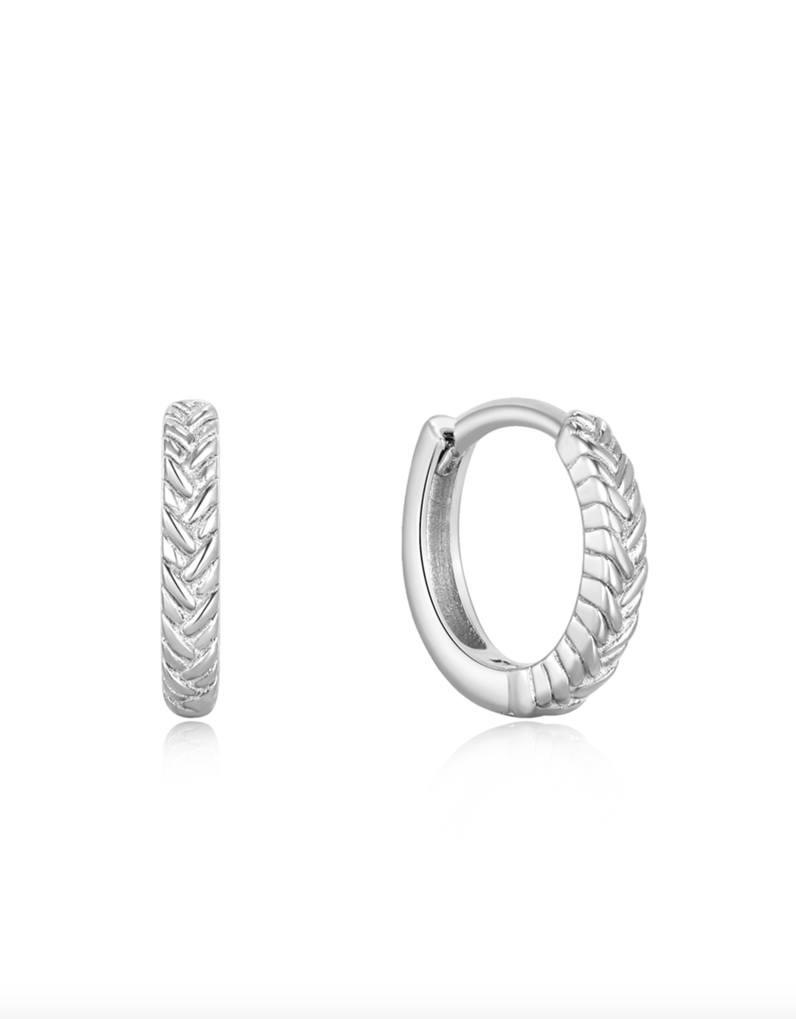 Ania Haie Oorbellen - Rope huggie hoop - zilver