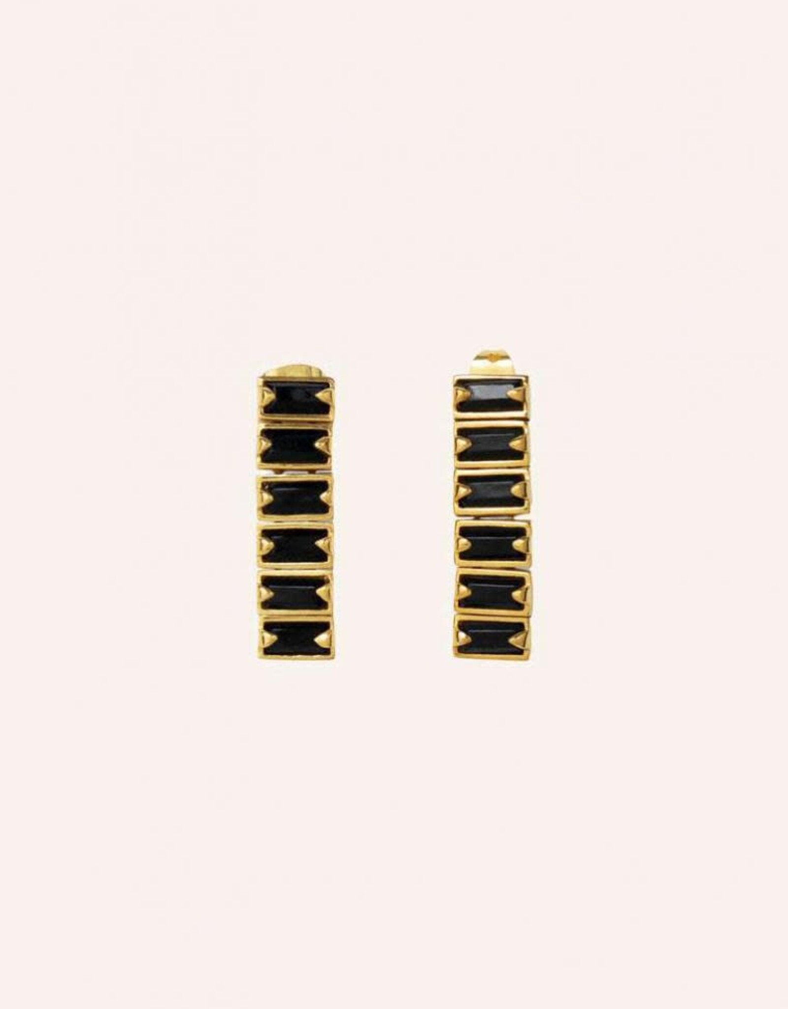 By-bar Oorbel strass zwart