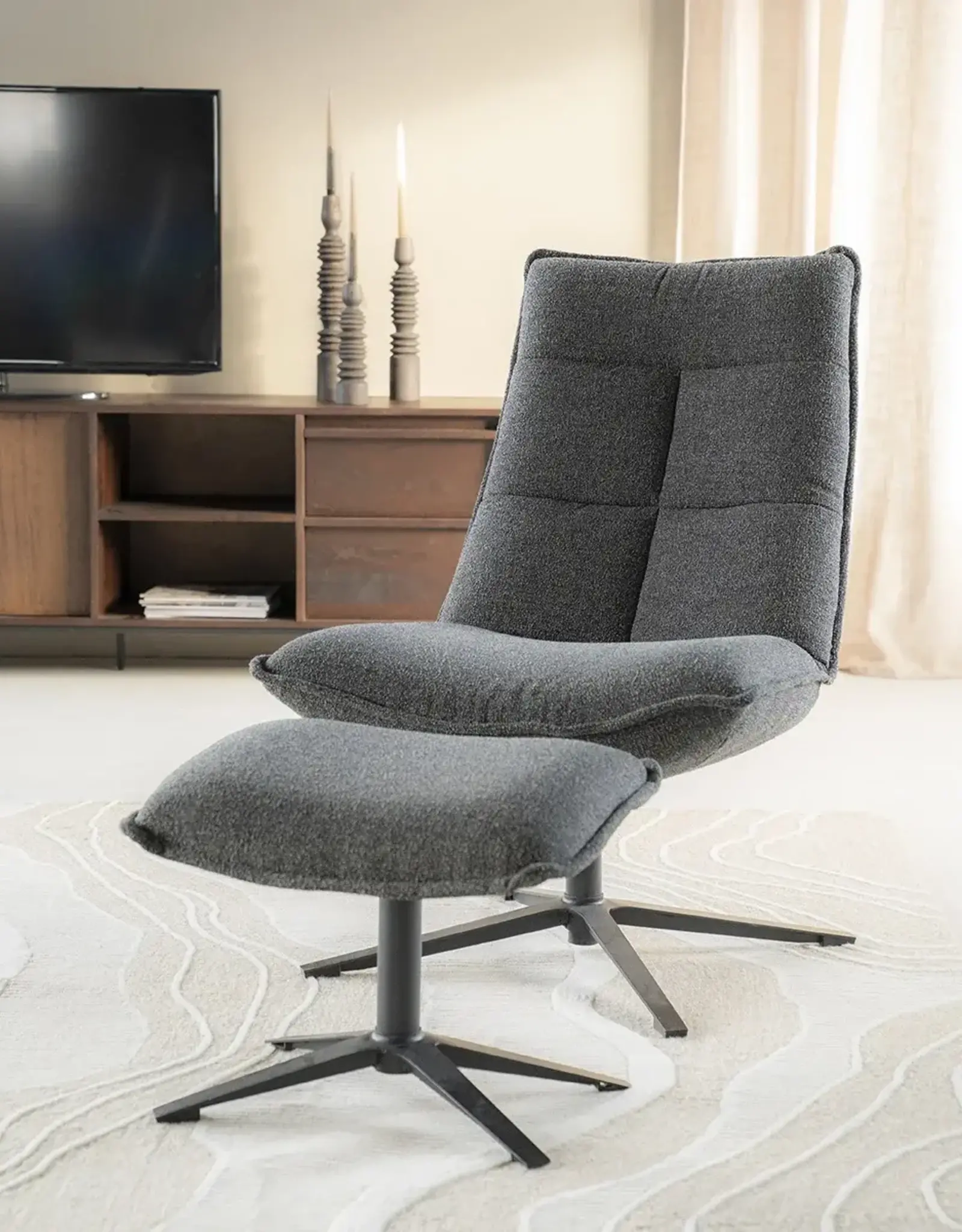 Lounge stoel - Marcy met voetbank