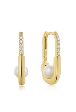 Ania Haie Ania Haie - Gold pearl interlock oval hoop oorbellen