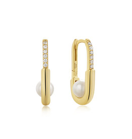 Ania Haie Ania Haie - Gold pearl interlock oval hoop oorbellen