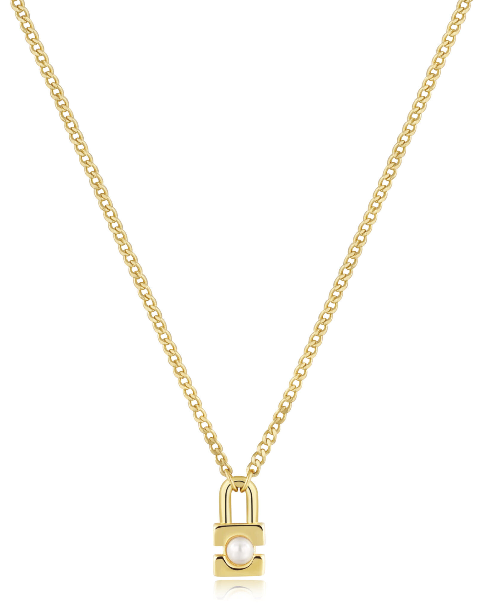 Ania Haie Ketting - Pearl padlock - goud