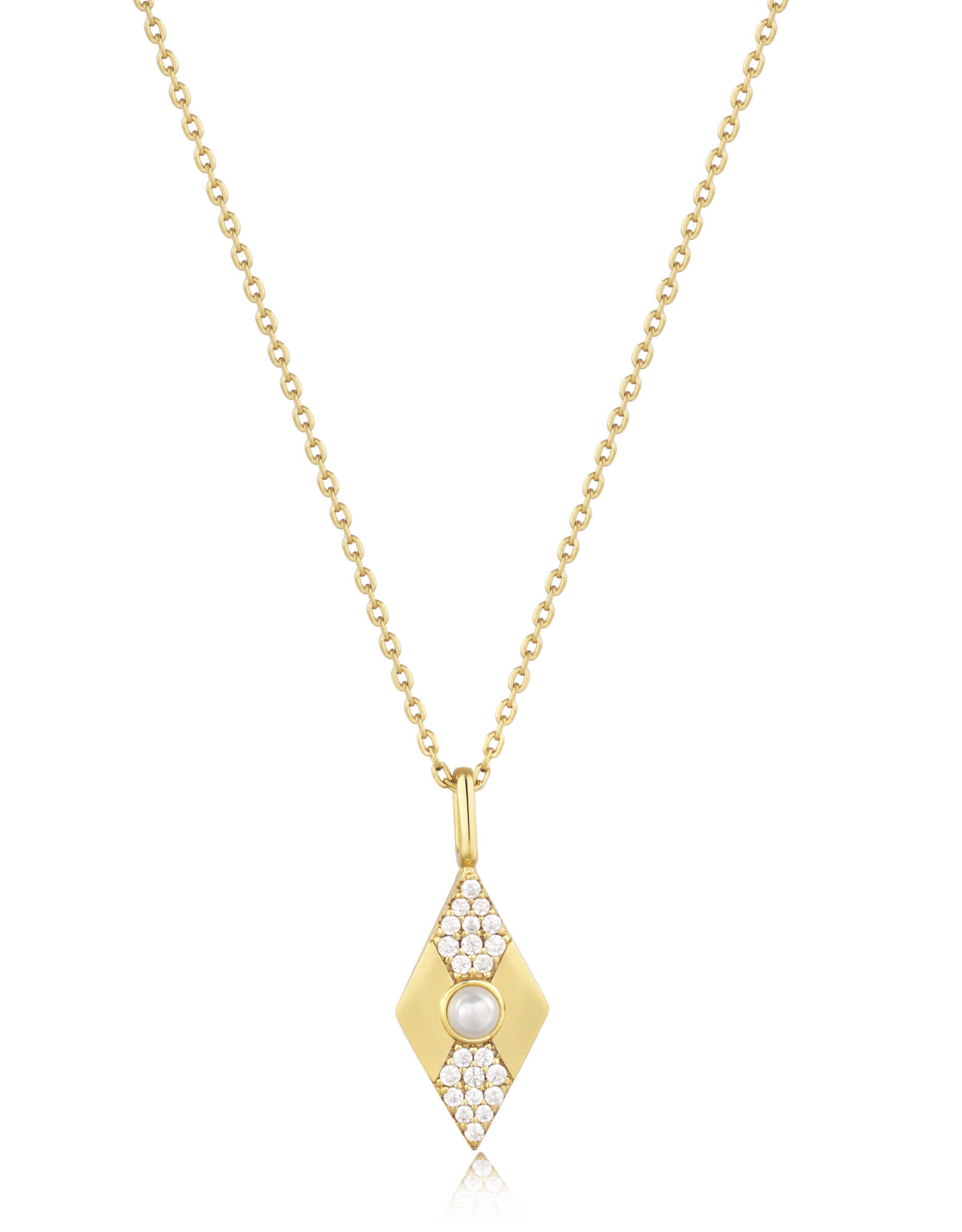 Ania Haie Ketting - Pearl geometric pendant - goud