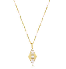 Ania Haie Ania Haie - Gold pearl geometric pendant ketting