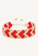 By-bar By bar - Heart armband poppy red