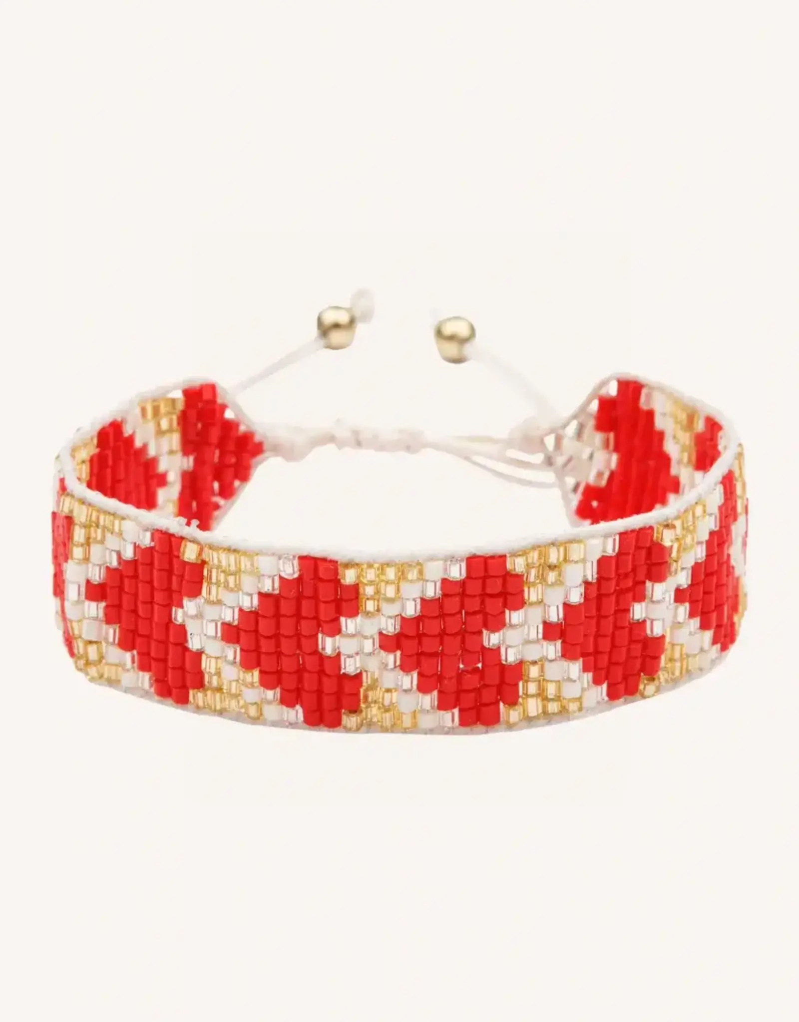 By-bar By bar - Heart armband poppy red