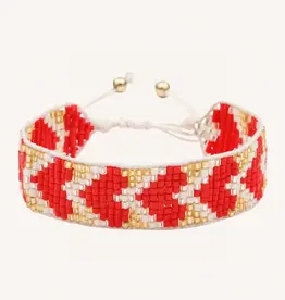 By-bar Heart armband poppy red