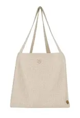 Zusss Katoenen tas met logoprinnt zand/wit