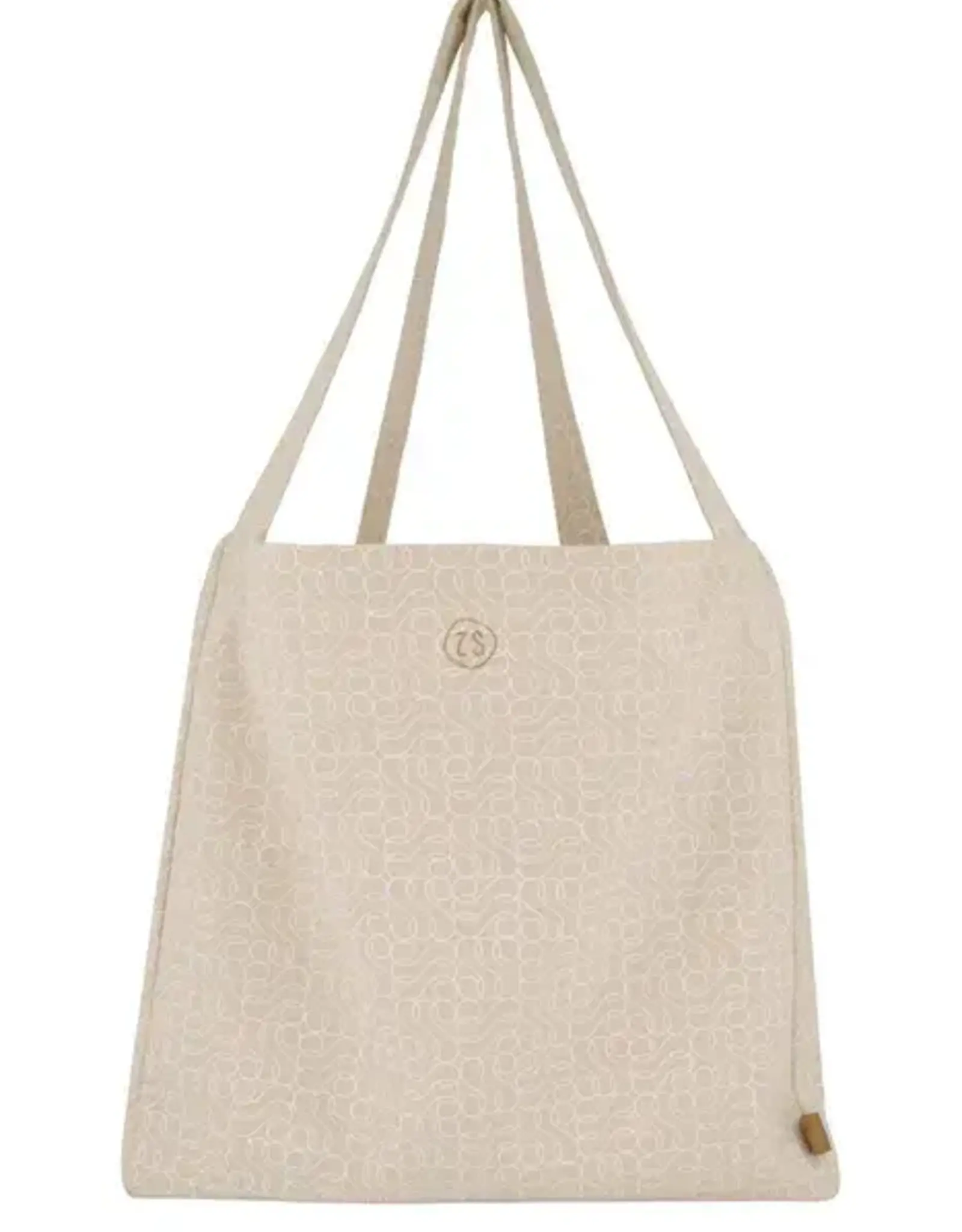 Zusss Katoenen tas met logoprinnt zand/wit