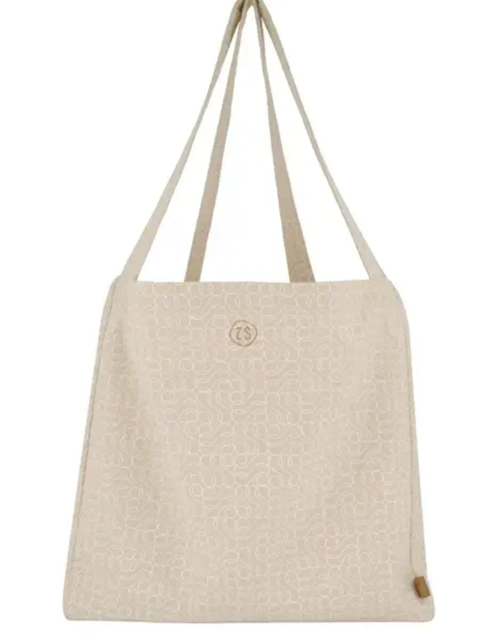 Zusss Zusss - Katoenen tas met logoprinnt zand/wit