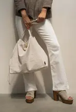 Zusss Katoenen tas met logoprinnt zand/wit
