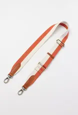 O My Bag Striped webbing strap - Copper and white/cognac