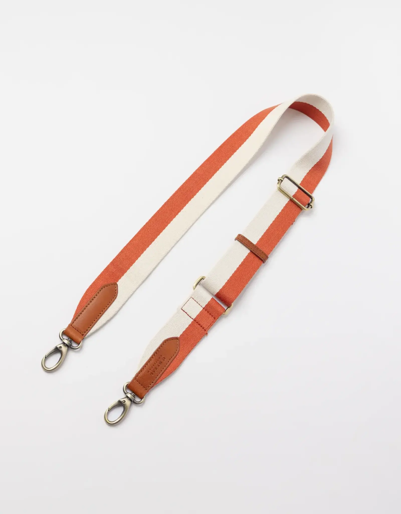 O My Bag Striped webbing strap - Copper and white/cognac