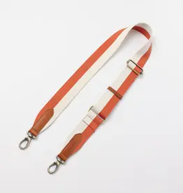 O My Bag Striped webbing strap - Copper and white/cognac