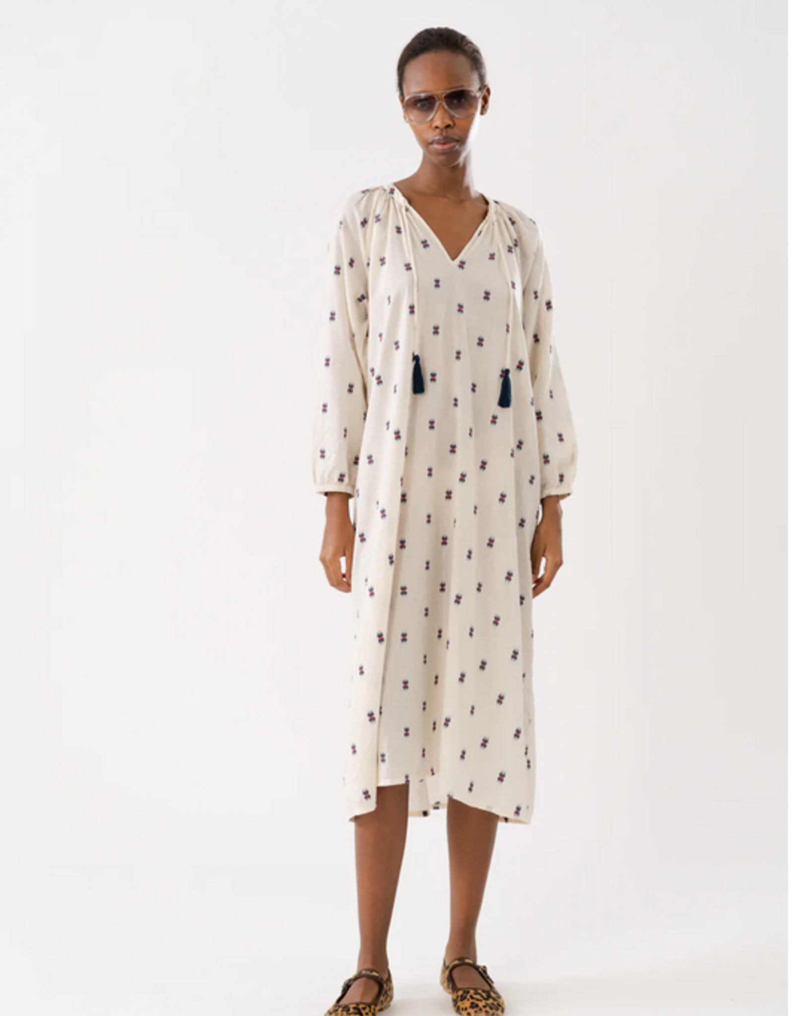 Lollys Laundry Punjab midi jurk - creme