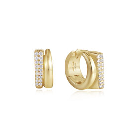 Ania Haie Oorbellen - Pavé double huggie hoop - goud