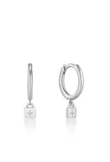 Ania Haie Oorbellen - Padlock huggie hoop - zilver