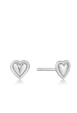 Ania Haie Oorbellen - Rope heart bar stud - zilver