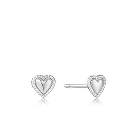 Ania Haie Oorbellen - Rope heart bar stud - zilver