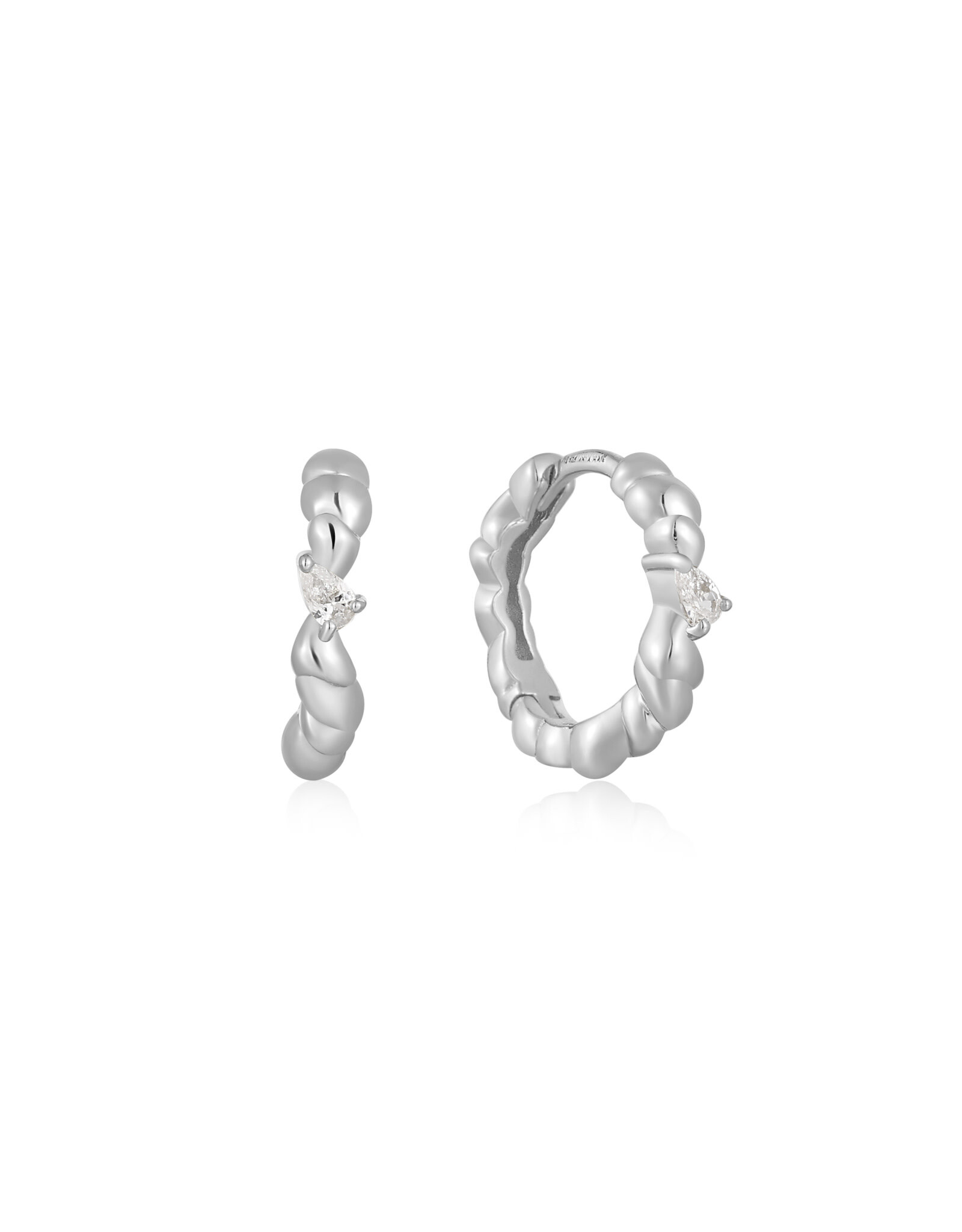 Ania Haie Oorbellen - Twisted Wave Huggie hoop - silver