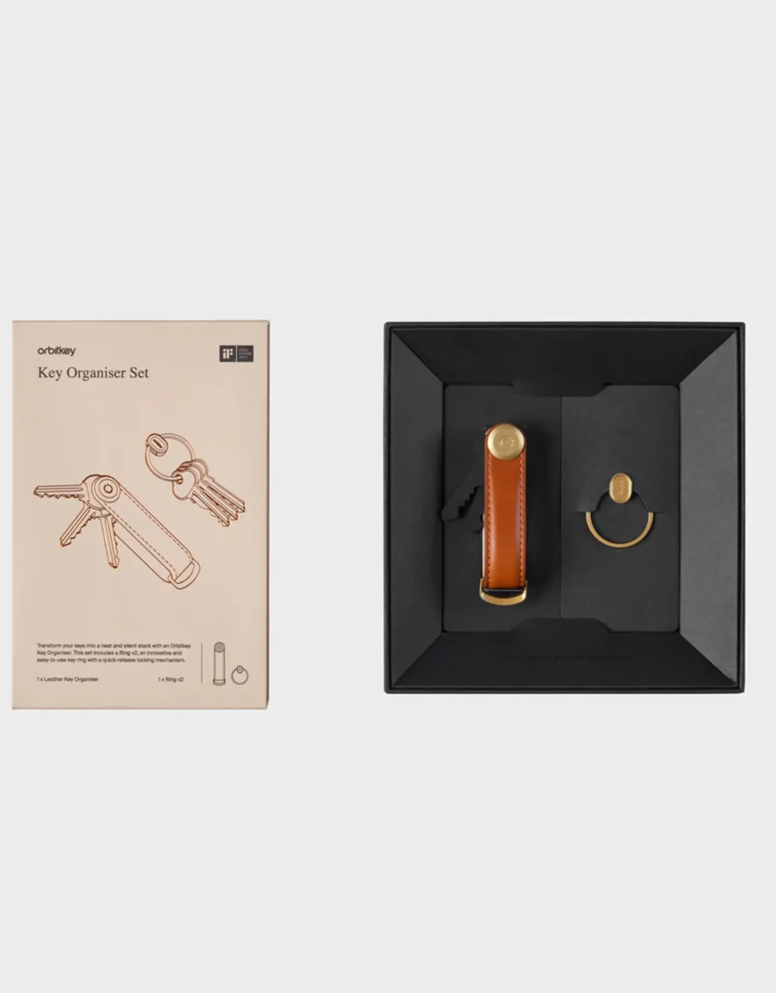 Orbitkey Giftset Ring V2 Cognac Tan
