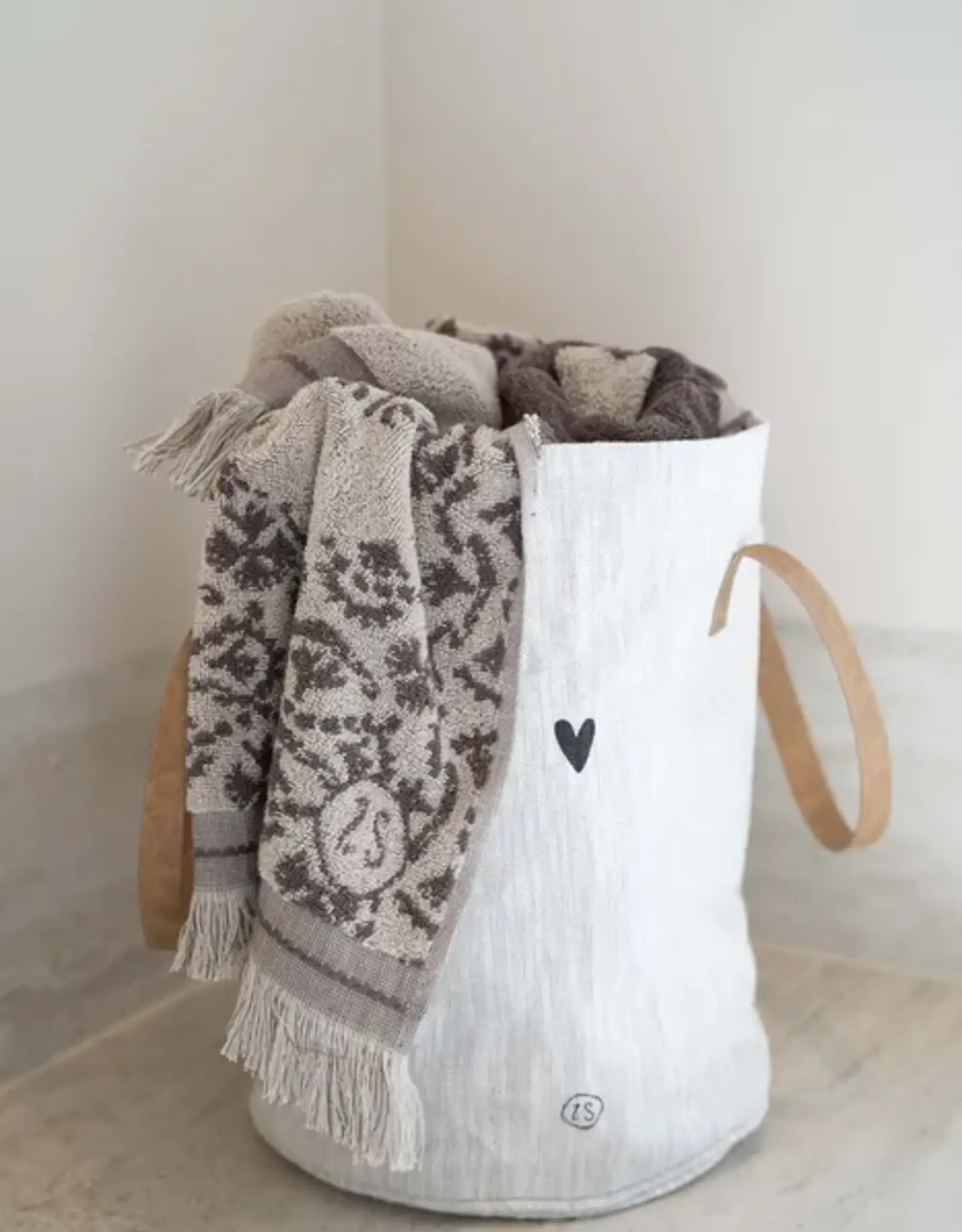 Zusss Wasmand klavertje S zand/antraciet