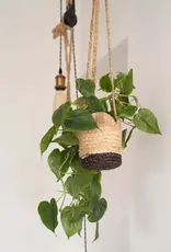 Zusss Planten hangmand Ø12cm jute bruin/zwart