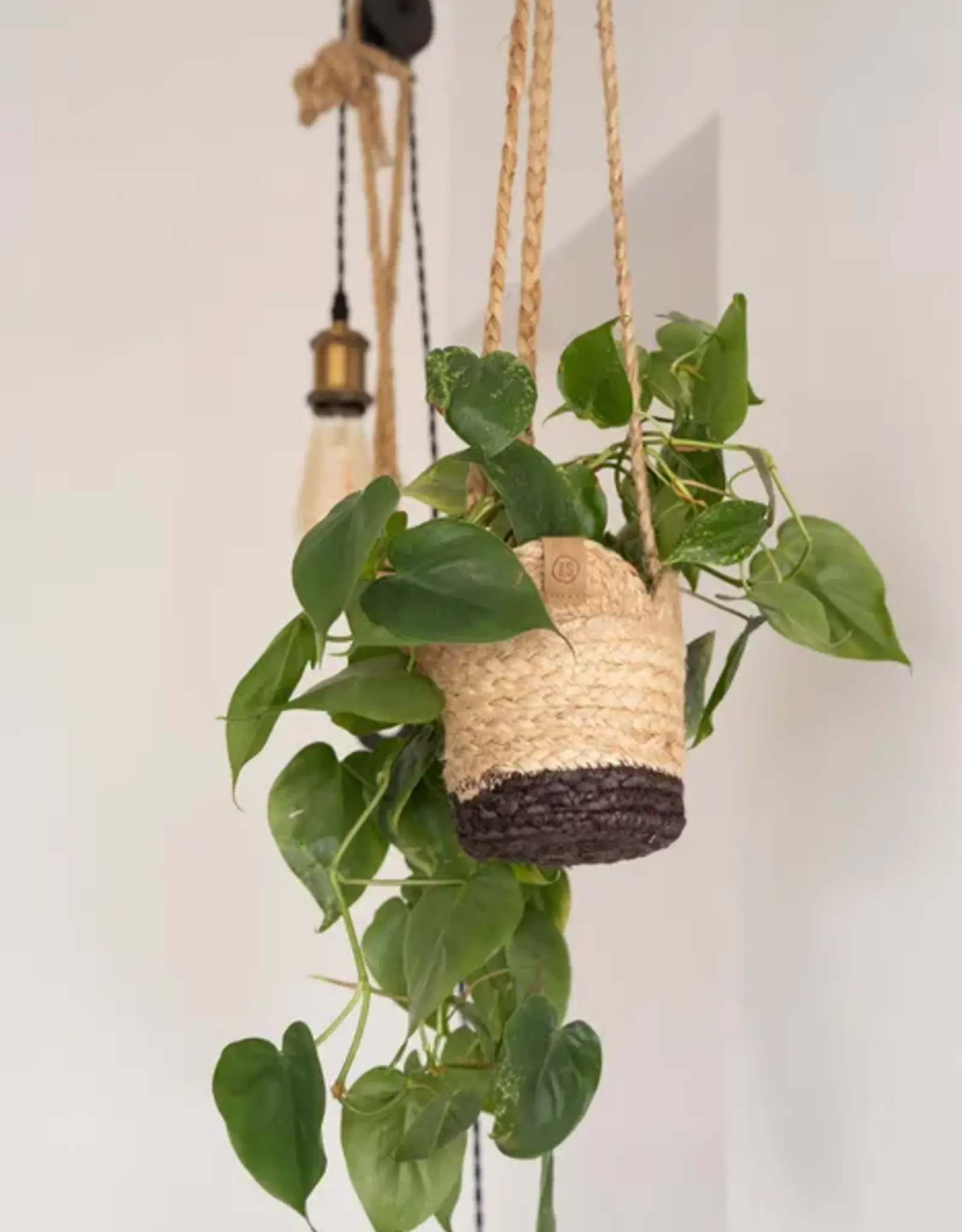 Zusss Planten hangmand Ø12cm jute bruin/zwart