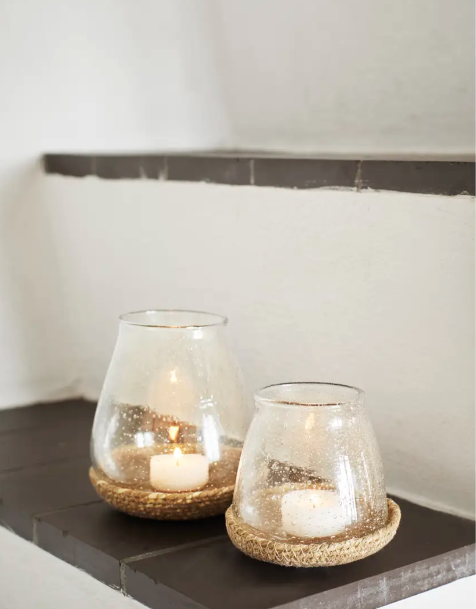 Theelichtje - Glass w/ jute tray M