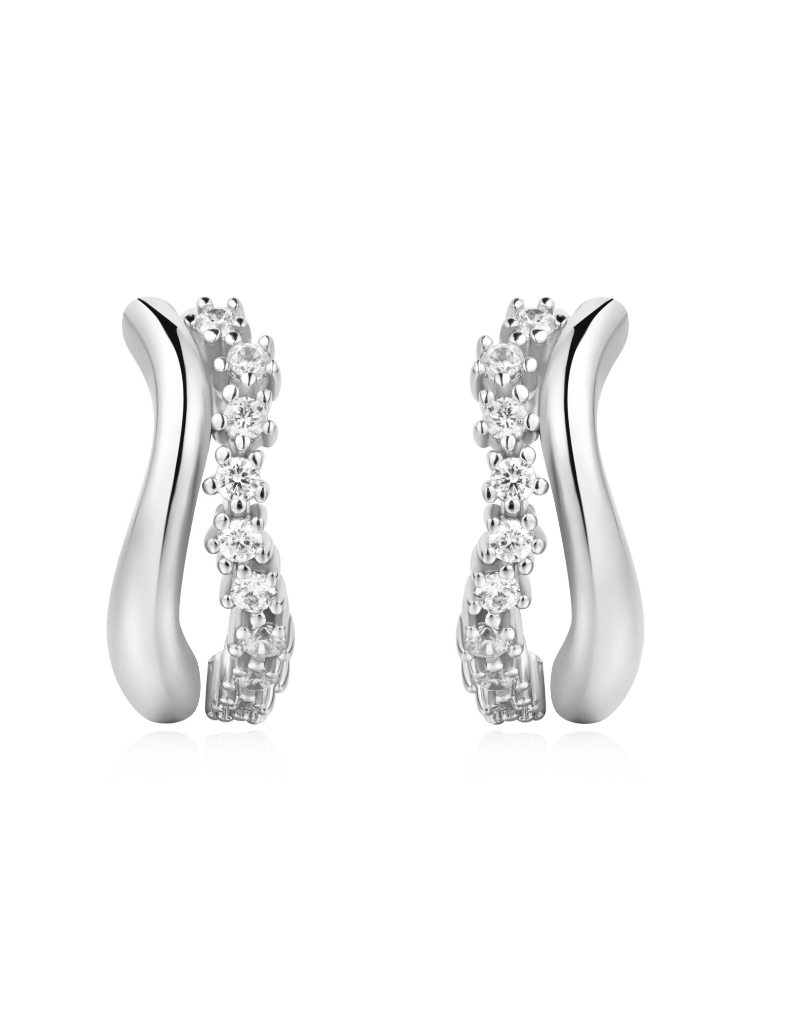 Ania Haie Oorbellen - sparkle double huggies - zilver