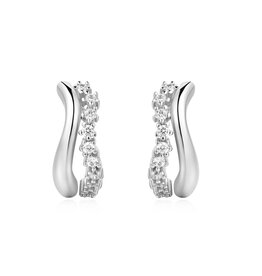 Ania Haie Oorbellen - sparkle double huggies - zilver