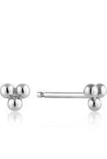 Ania Haie Oorbellen - Triple ball  barbell single earring - silver