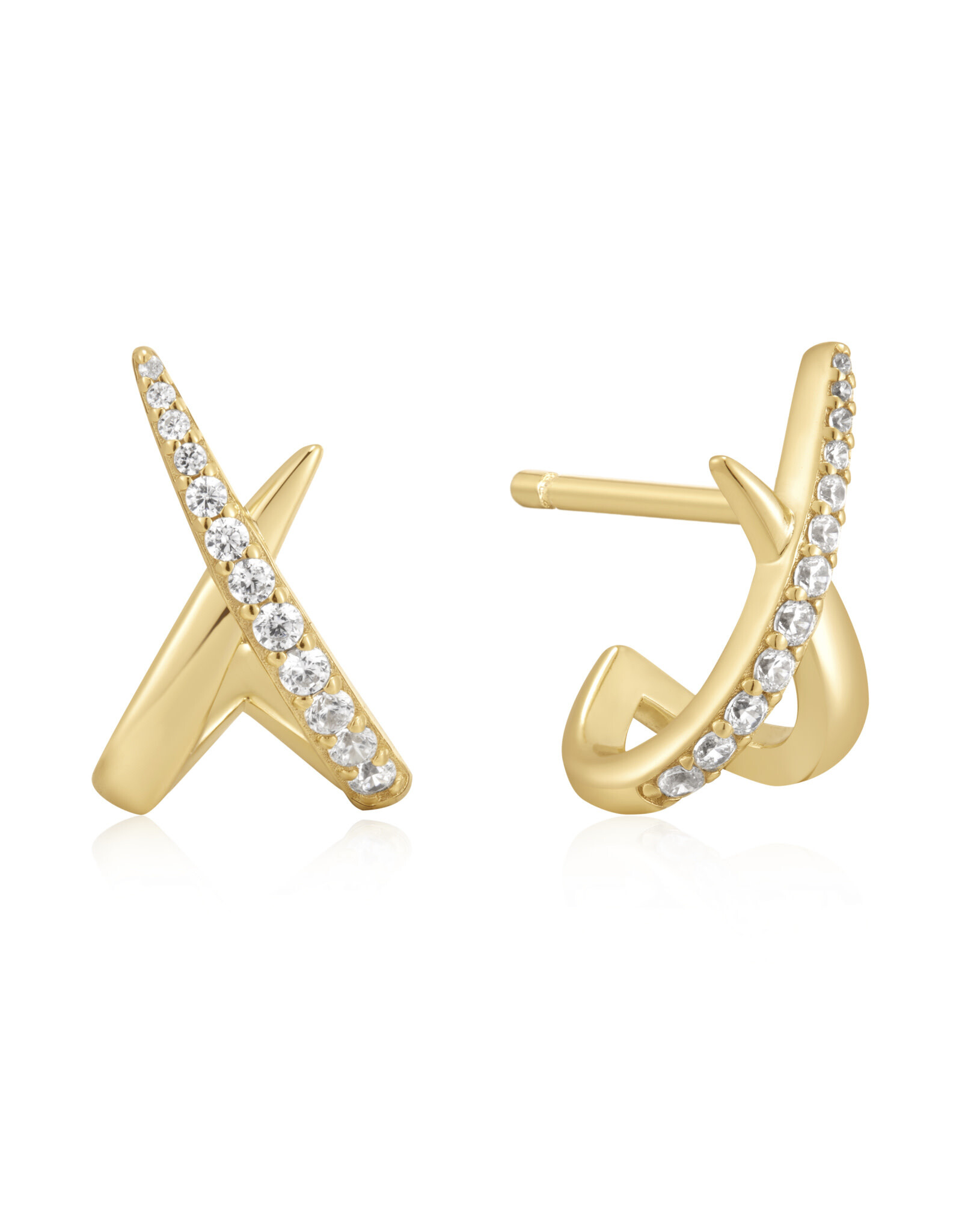 Ania Haie oorbellen - kiss polished pave studs - goud