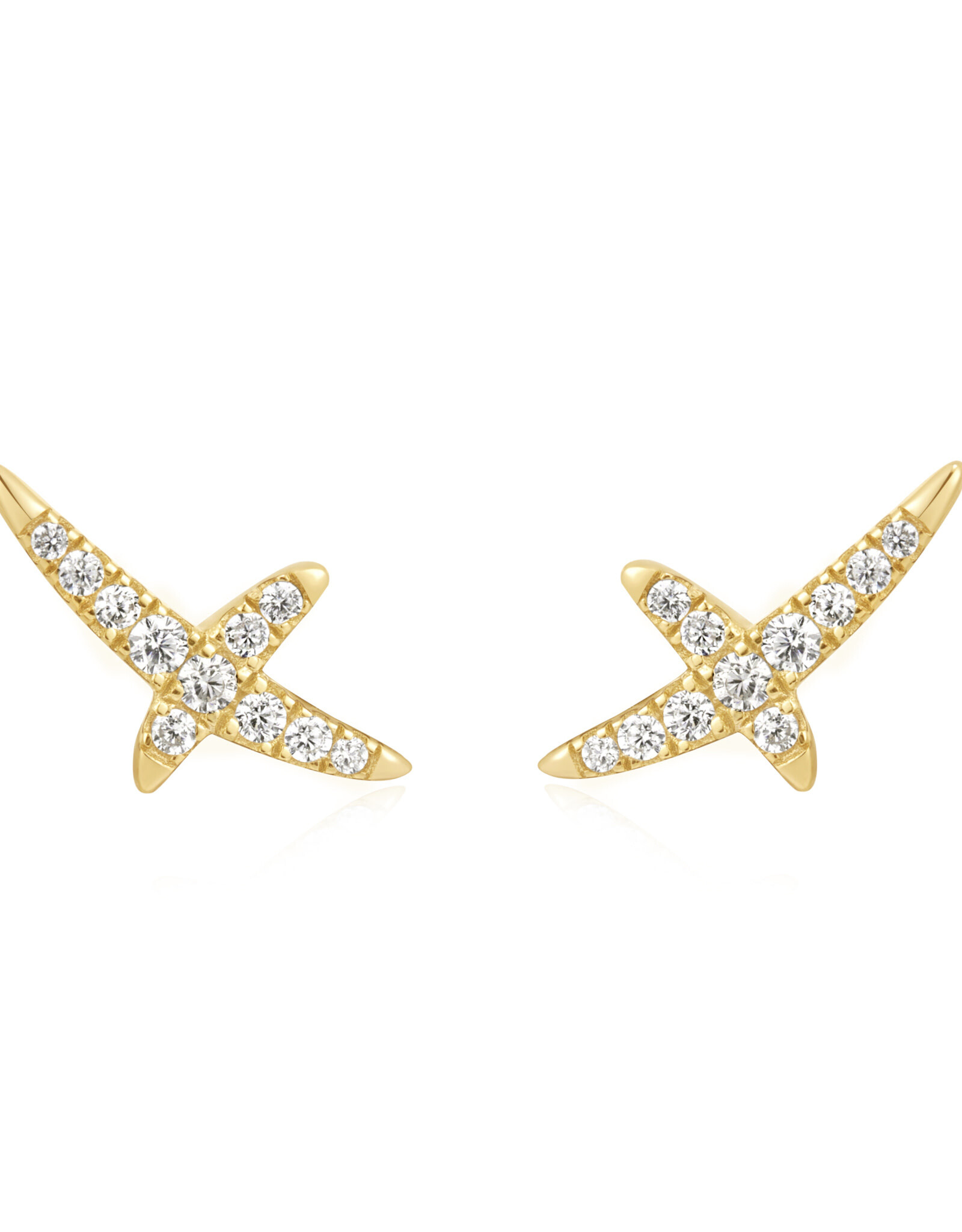 Ania Haie oorbellen - kiss pave studs - goud