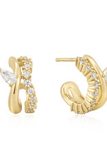 Ania Haie oorbellen - sparkle double hoop studs - goud
