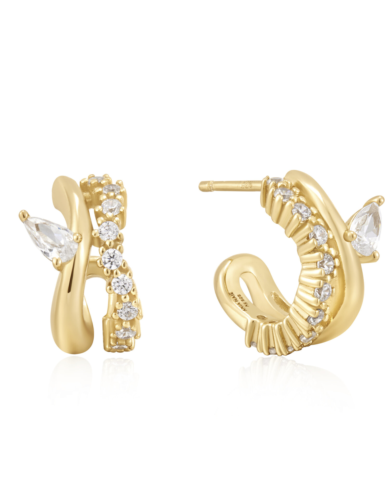 Ania Haie oorbellen - sparkle double hoop studs - goud