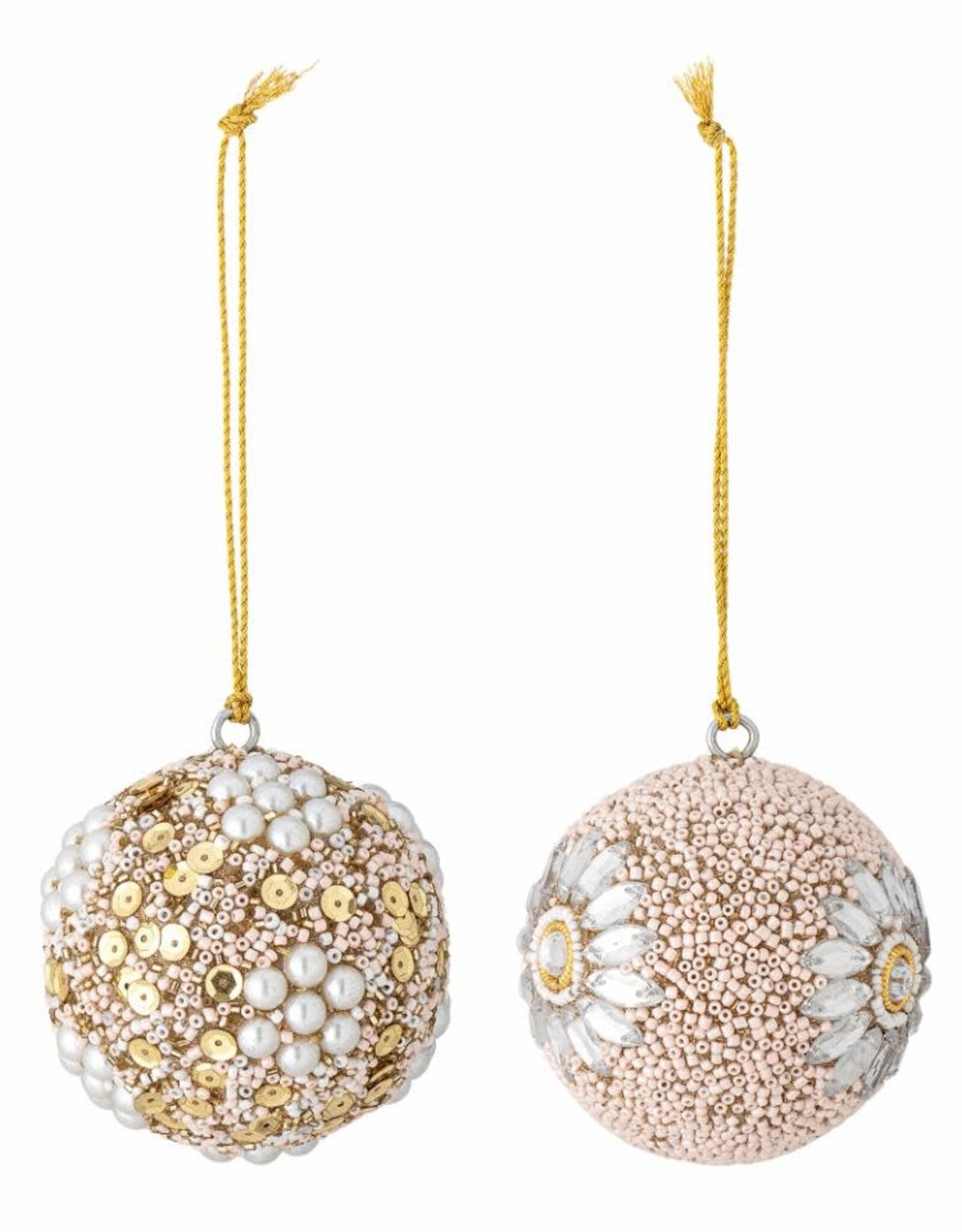 Bloomingville Kerstbal -  roze goud set van 2