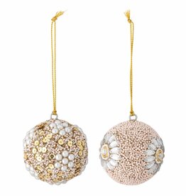 Bloomingville Kerstbal -  roze goud set van 2