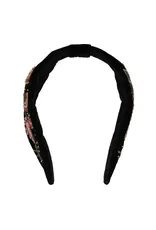 Zusss Haarband - Velvet met geborduurde kraaltjes zwart