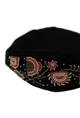 Zusss Haarband - Velvet met geborduurde kraaltjes zwart